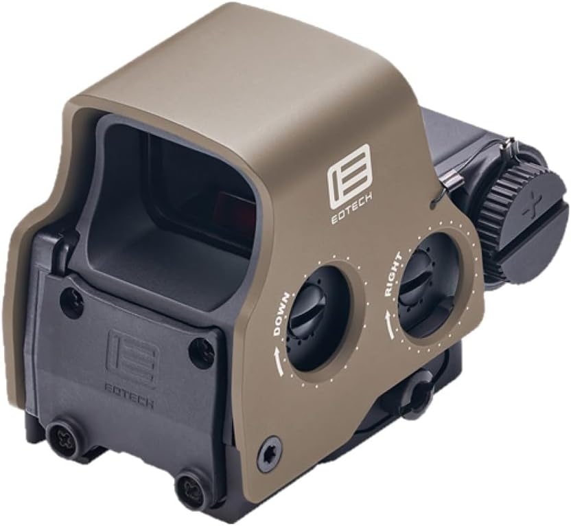 EOTECH HWS EXPS2 Holographic Red Dot Sight, 1 Dot Reticle, Black w/Tan Hood, EXPS2-0B/T