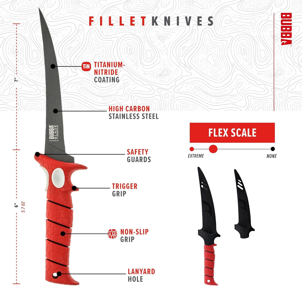 Bubba 7 Inch Tapered Flex Fillet Fishing Knife