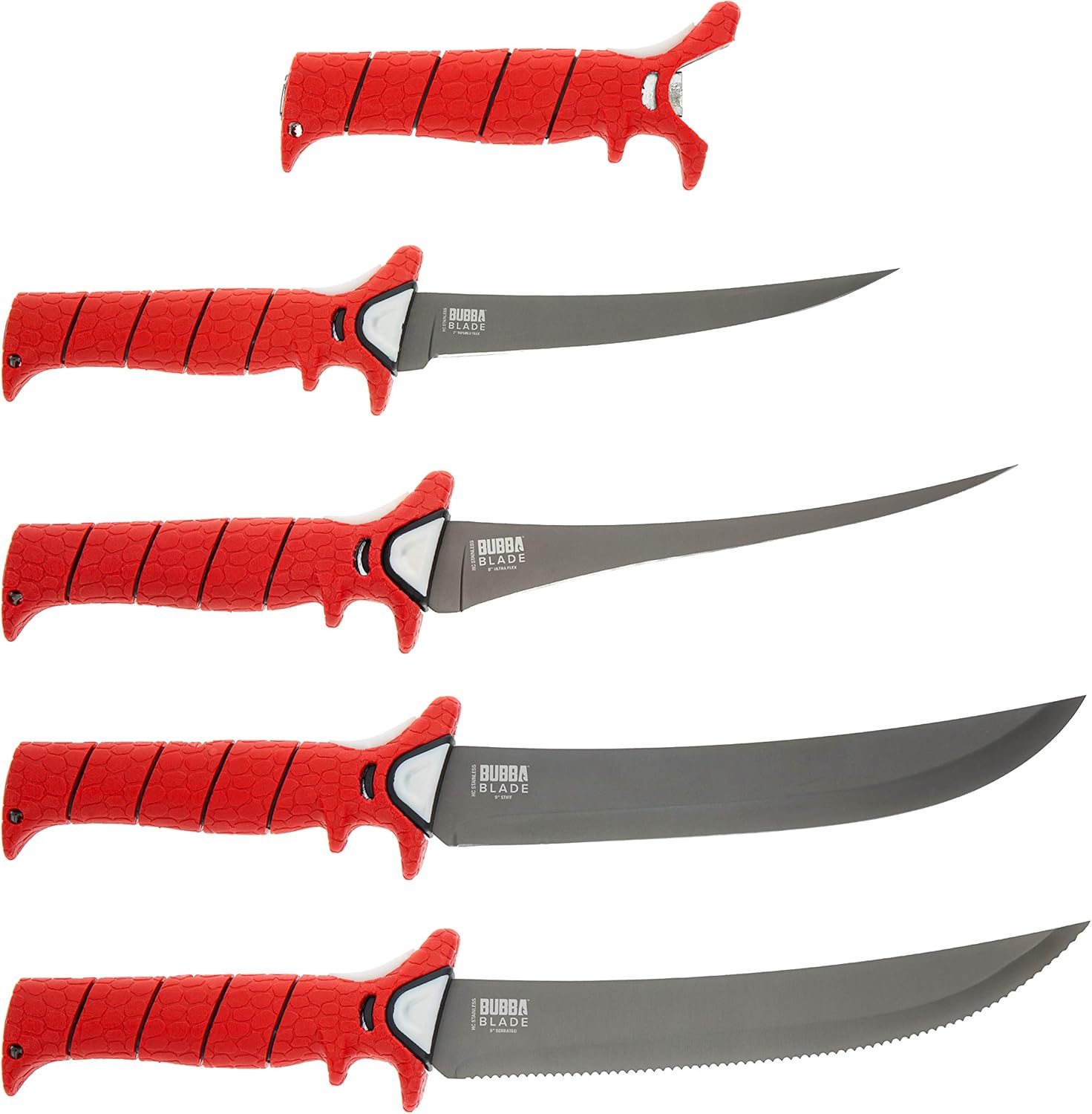BUBBA Multi-Flex Interchangeable Blade Kit, with Non-Slip Grip Handle, 2 Ti-Nitride S.S. Coated Non-Stick Blades and Case for Fishing