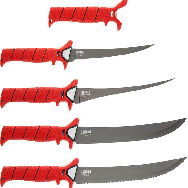 BUBBA Multi-Flex Interchangeable Blade Kit, with Non-Slip Grip Handle, 2 Ti-Nitride S.S. Coated Non-Stick Blades and Case for Fishing