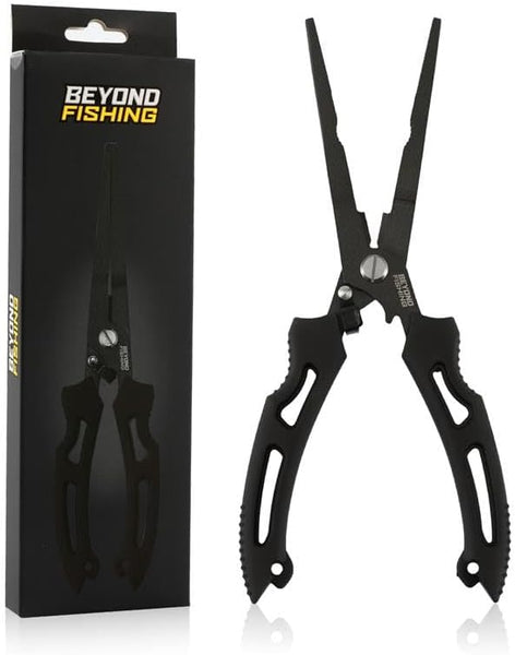Beyond Fishing QuickRig Fishing Pliers – Multifunction Stainless Steel Split Ring Pliers for Fishing with Line Cutter & Crimper – Corrosion Resistant & Spring Loaded Design
