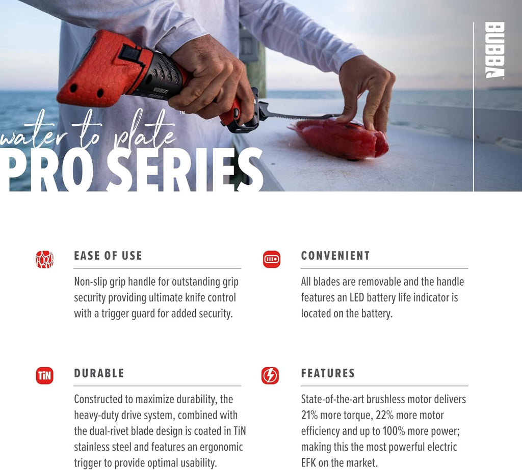 Bubba Pro Series Lithium-Ion Electric Fillet Knife with Non-Slip Grip Handle
