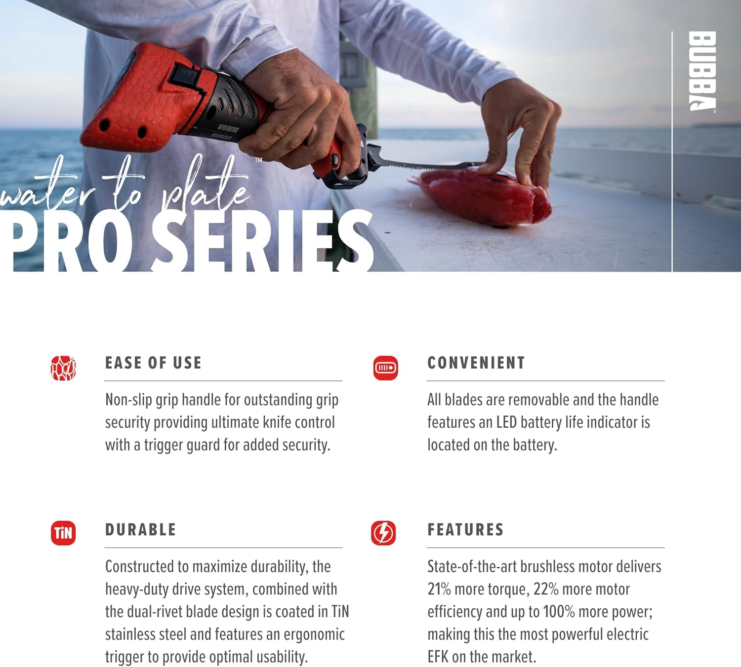Bubba Pro Series Lithium-Ion Electric Fillet Knife with Non-Slip Grip Handle