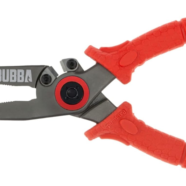 BUBBA 8.5" Stainless Steel Pliers with Non-Slip Handle, Spring Loaded with Crimping Tools and Anvil Cutters Lanyard Hole and Sheath