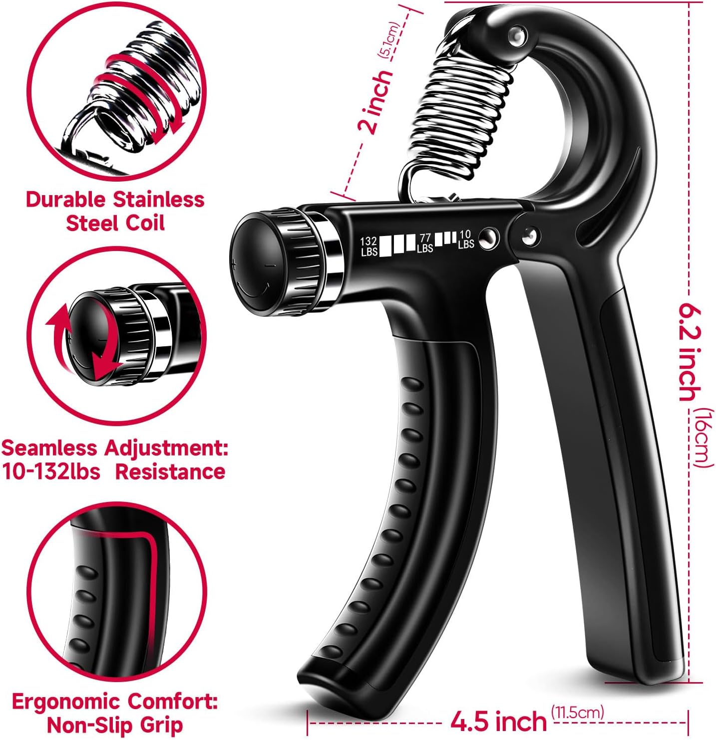 FitBeast Grip Strengthener Forearm Strengthener Hand Grips Strengthener Kit - 5 Pack Adjustable Resistance