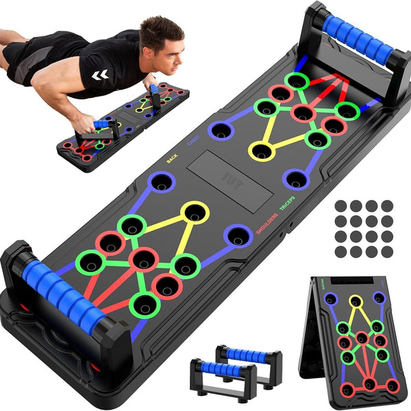 IUT Solid Push Up Board 15 in 1 Home Workout Equipment Multi-Functional Pushup Stands System Fitness Floor Chest Muscle Exercise Professional Equipment Burn Fat