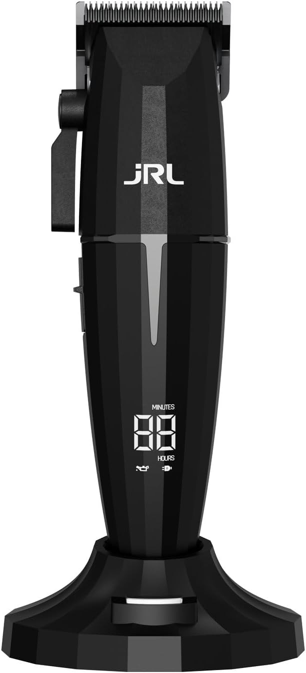 JRL Onyx 2020C Professional Cordless Hair Clipper for Barber Hair Cutting, Smart-Clip Technology Prevents Blade Drag, Reset IQ Charging Dock, For Fading, Dual-Speed 6000–7500 RPM Motor, Black