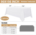 sancua 6 Pack White Tablecloth 90 x 156 Inch - Rectangle Table Cloth for 8 Feet Tables Stain and Wrinkle Resistant Washable Polyester Table Cover for Dining Wedding Banquet Party Buffet Restaurant