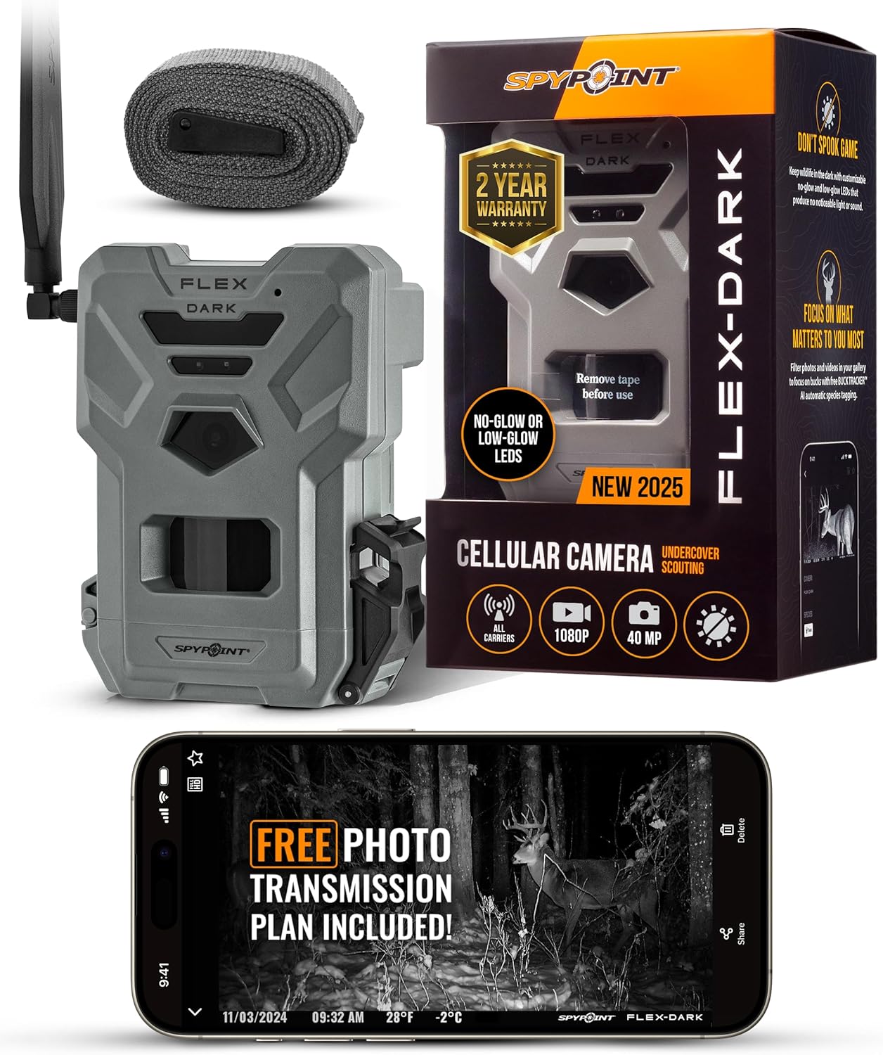 SPYPOINT Flex-Dark Cellular Trail Camera, 40MP Photos