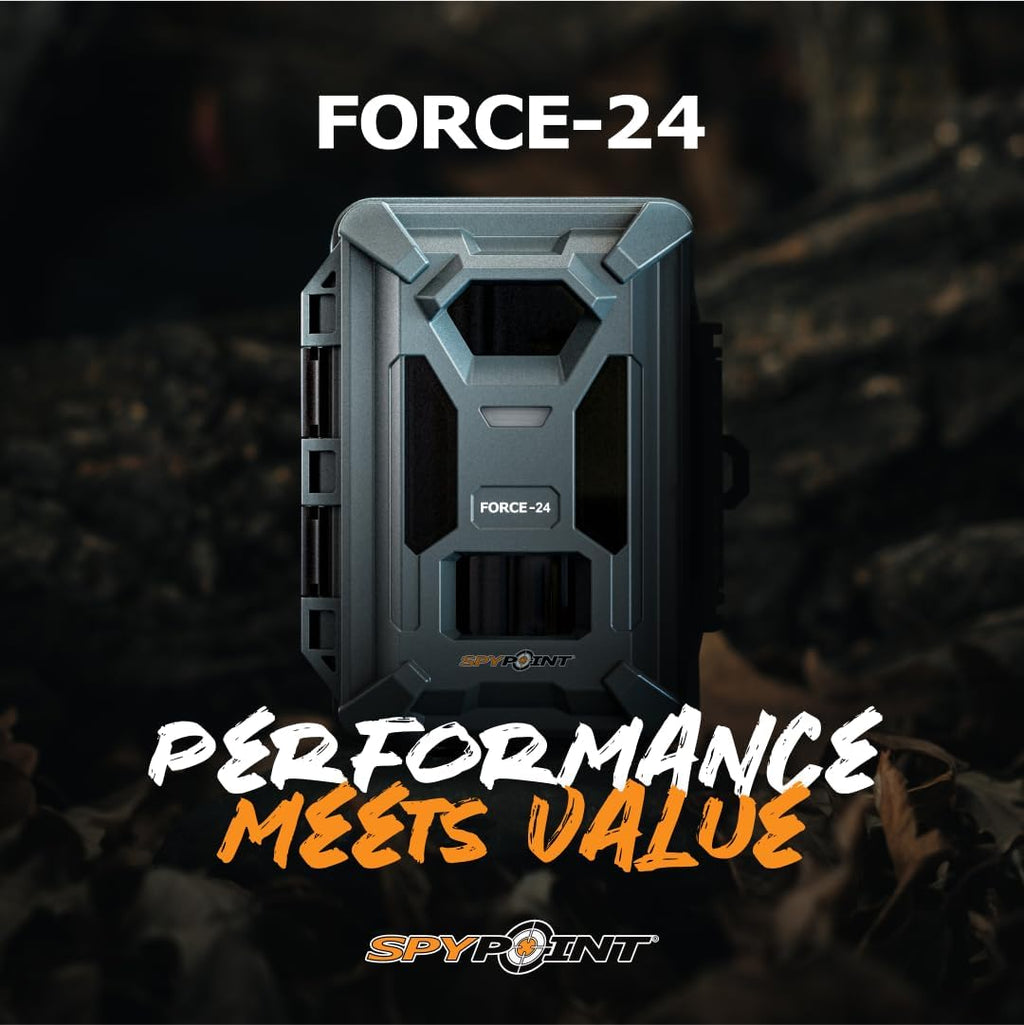 SPYPOINT FORCE-24 Twin Pack Non-Cellular Trail Camera, 2K Video, 24MP Photos, Low-Glow LEDs, Night Vision Game Camera, 70ft Motion Detection, Affordable Trail Cam, Must-Have Hunting Equipment (2)