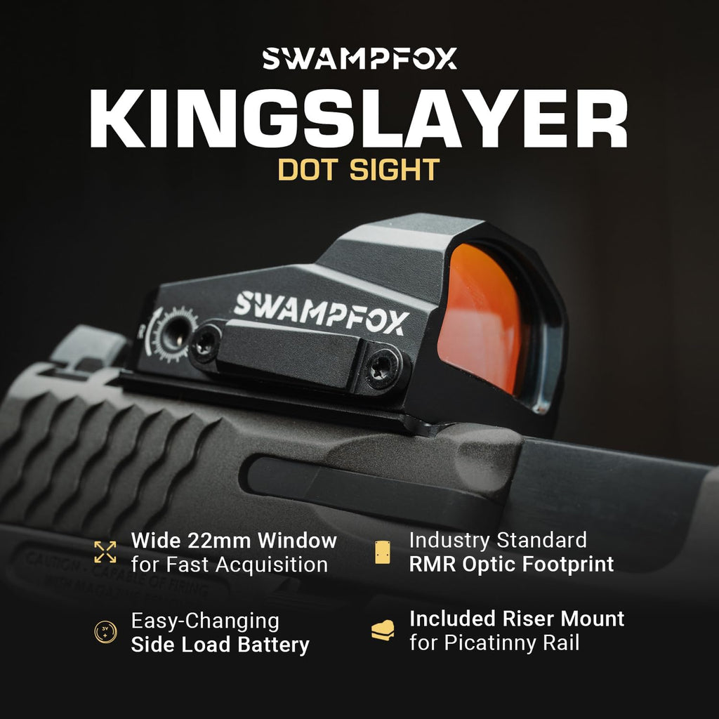 Swampfox Kingslayer Pistol Cut RMR Foot Print 1x22 Micro Reflex Dot Sights 3 MOA